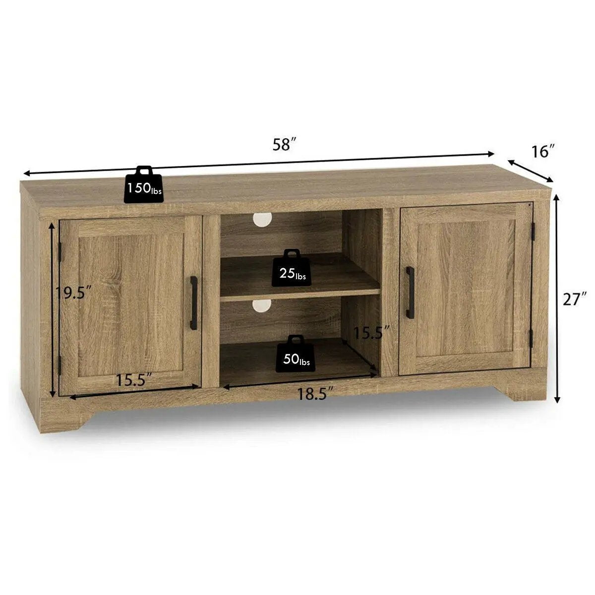 Rustic TV Stand Entertainment Center Storage Cabinet by DirectDeals