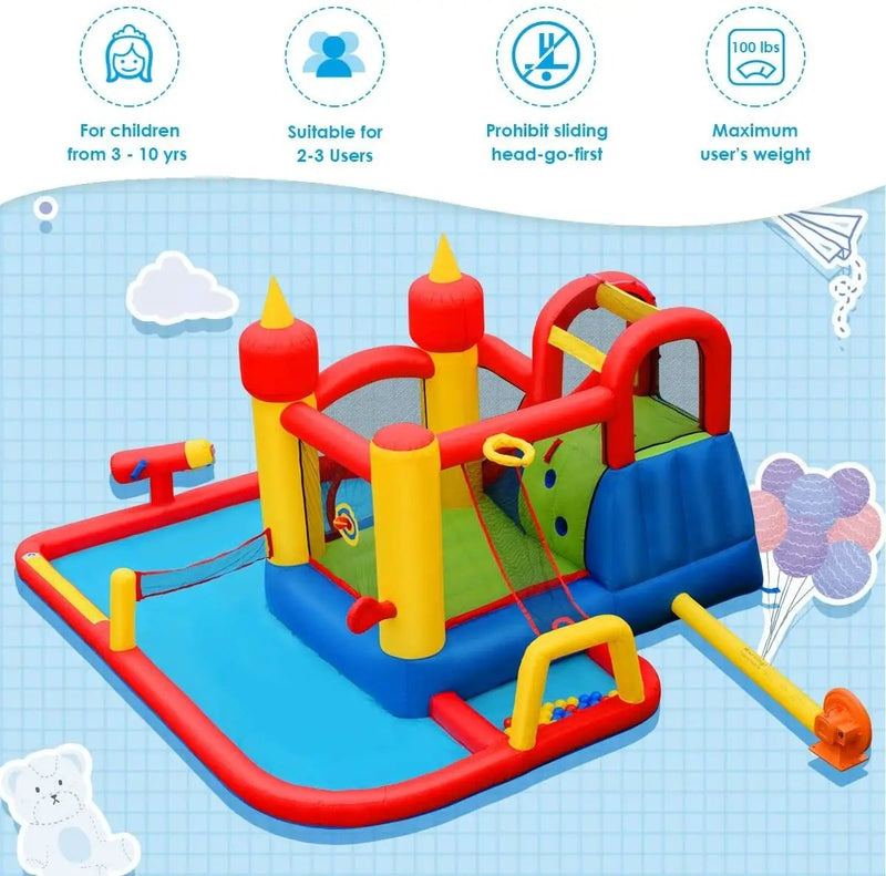 Inflatable Water Slide Jumper Bounce House with Ocean Ball without Blower by DirectDeals