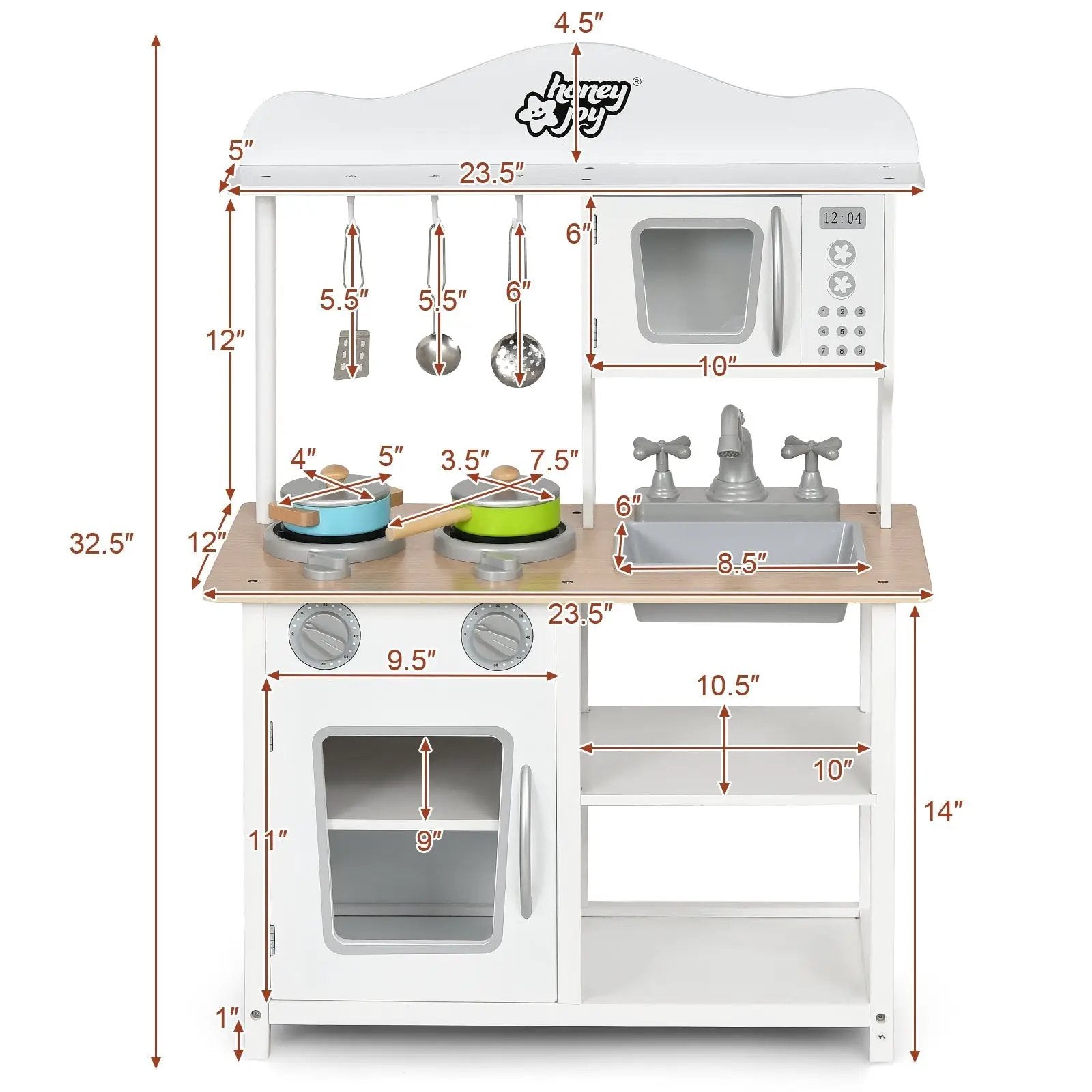 Wooden Pretend Play Kitchen Set for Kids with Accessories and Sink by DirectDeals