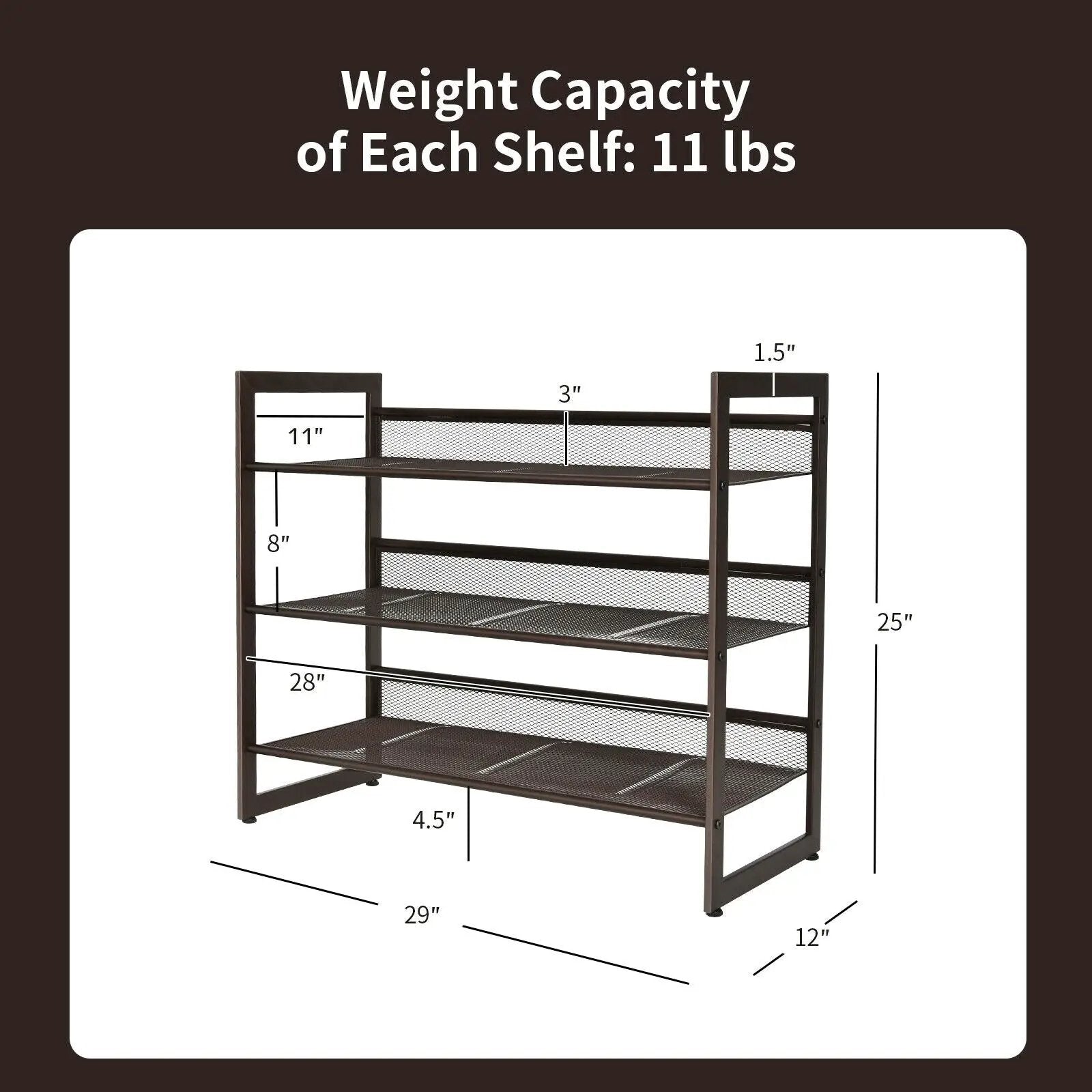 2/3/4 Tiers Flat and Slant Metal Shoe Rack for Entryway Hallway-3-Tier by DirectDeals