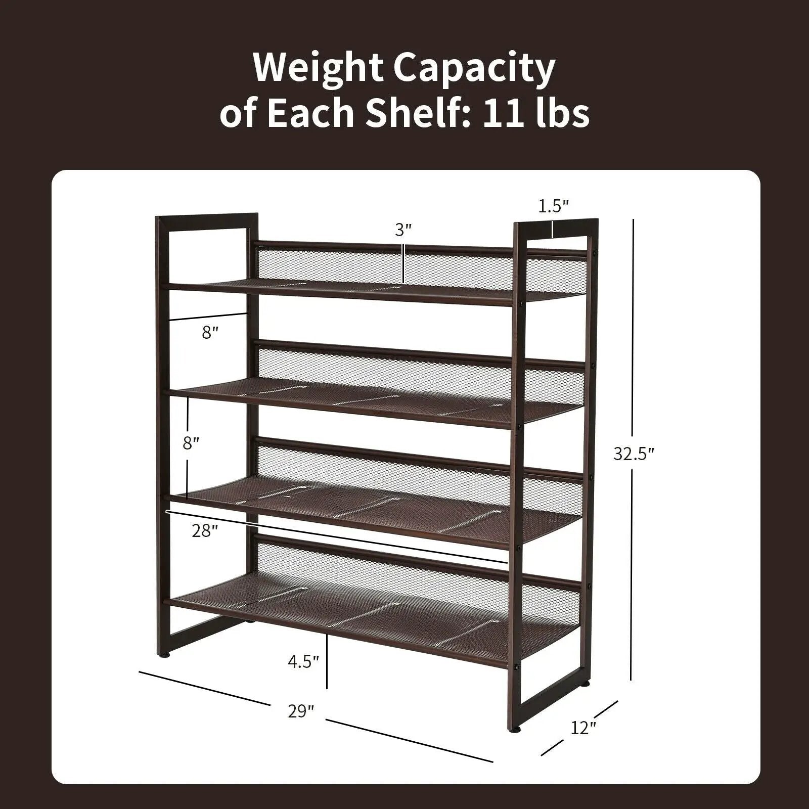 2/3/4 Tiers Flat and Slant Metal Shoe Rack for Entryway Hallway-4-Tier by DirectDeals