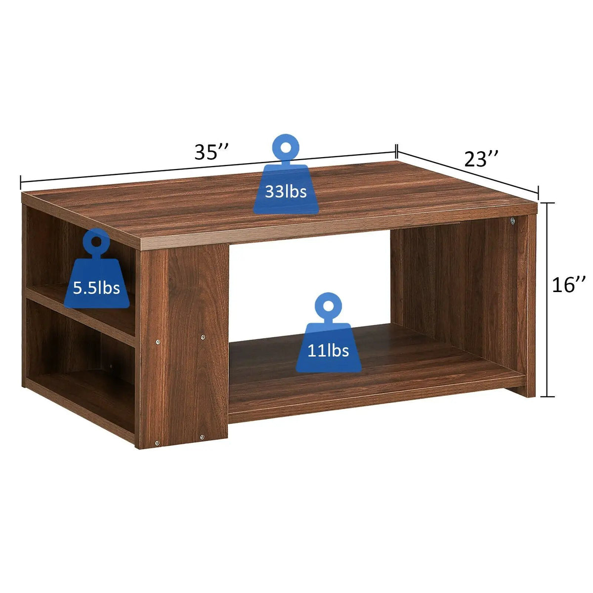 Coffee Table Sofa Side Table with Storage Shelves, photo 13 of 24