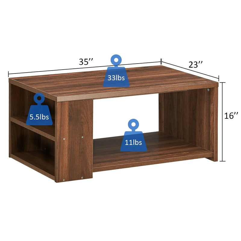 Coffee Table Sofa Side Table with Storage Shelves by DirectDeals