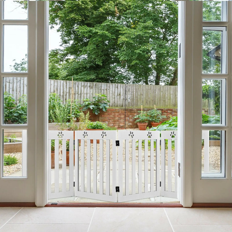 24 Inch Folding Wooden Freestanding Pet Gate Dog Gate with 360¬∞ Hinge by DirectDeals