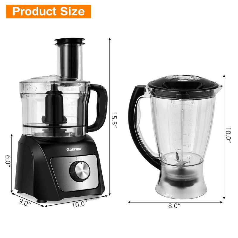 8 Cup Food Processor 500W Variable Speed Blender Chopper with 3 Blades by DirectDeals