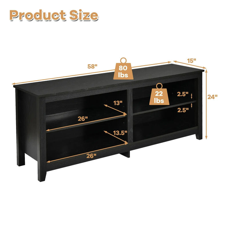 4-Cubby TV Stand for TV's up to 65 Inch with 3-Position Height Adjustable Shelf by DirectDeals