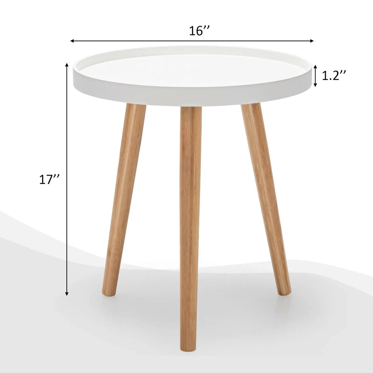 Mid Century Modern Round Side Sofa Coffee Table with Wooden Tray, photo 5 of 10