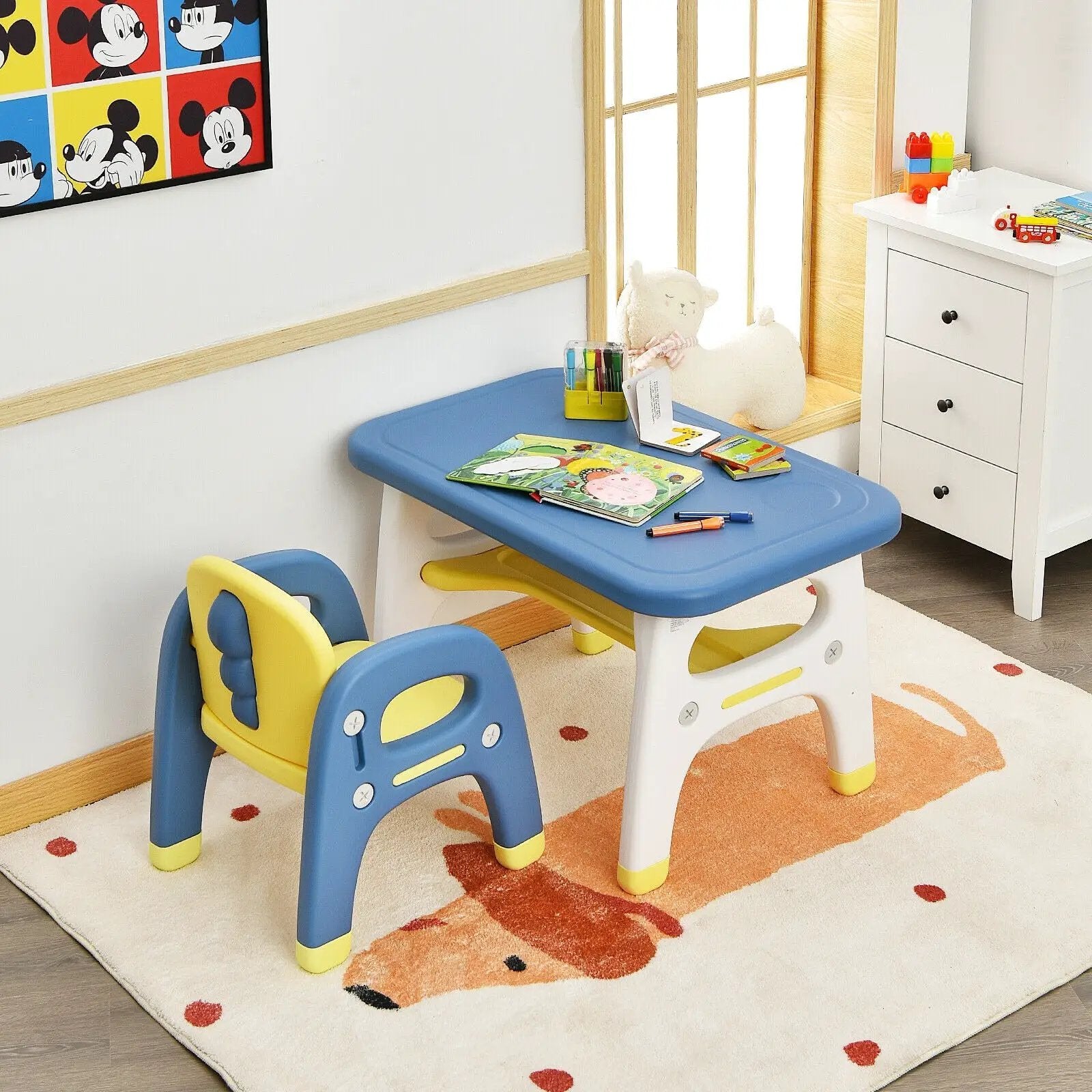 Kids Activity Table and Chair Set with Montessori Toys for Preschool and Kindergarten by DirectDeals