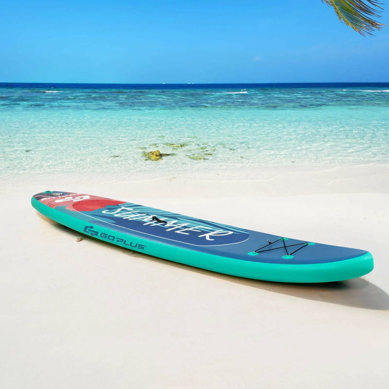 10 Feet Inflatable Stand Up Paddle Board with Backpack Leash Aluminum Paddle by DirectDeals