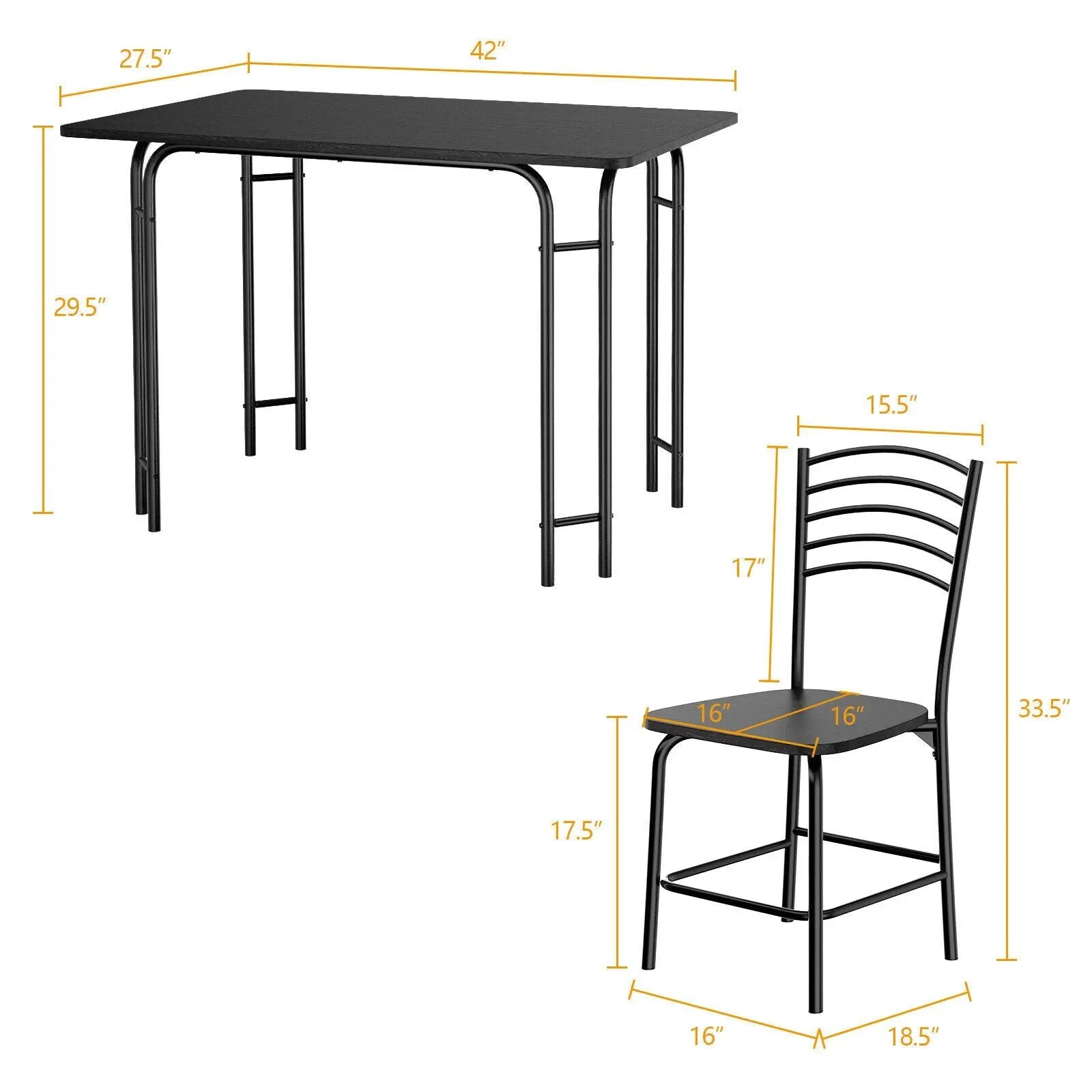 5 Pieces Wood Rectangular Dining Table Set by DirectDeals