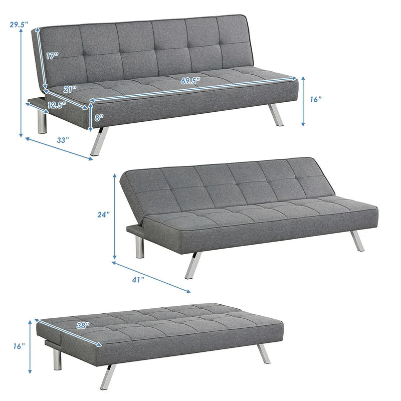 3-Seat Convertible Sofa Bed with High-Density Sponge for Living Room by DirectDeals