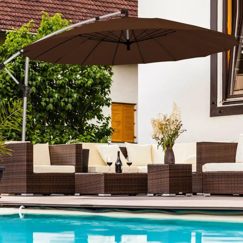 10 Feet Patio Offset Umbrella Market Hanging Umbrella for Backyard Poolside Lawn Garden by DirectDeals