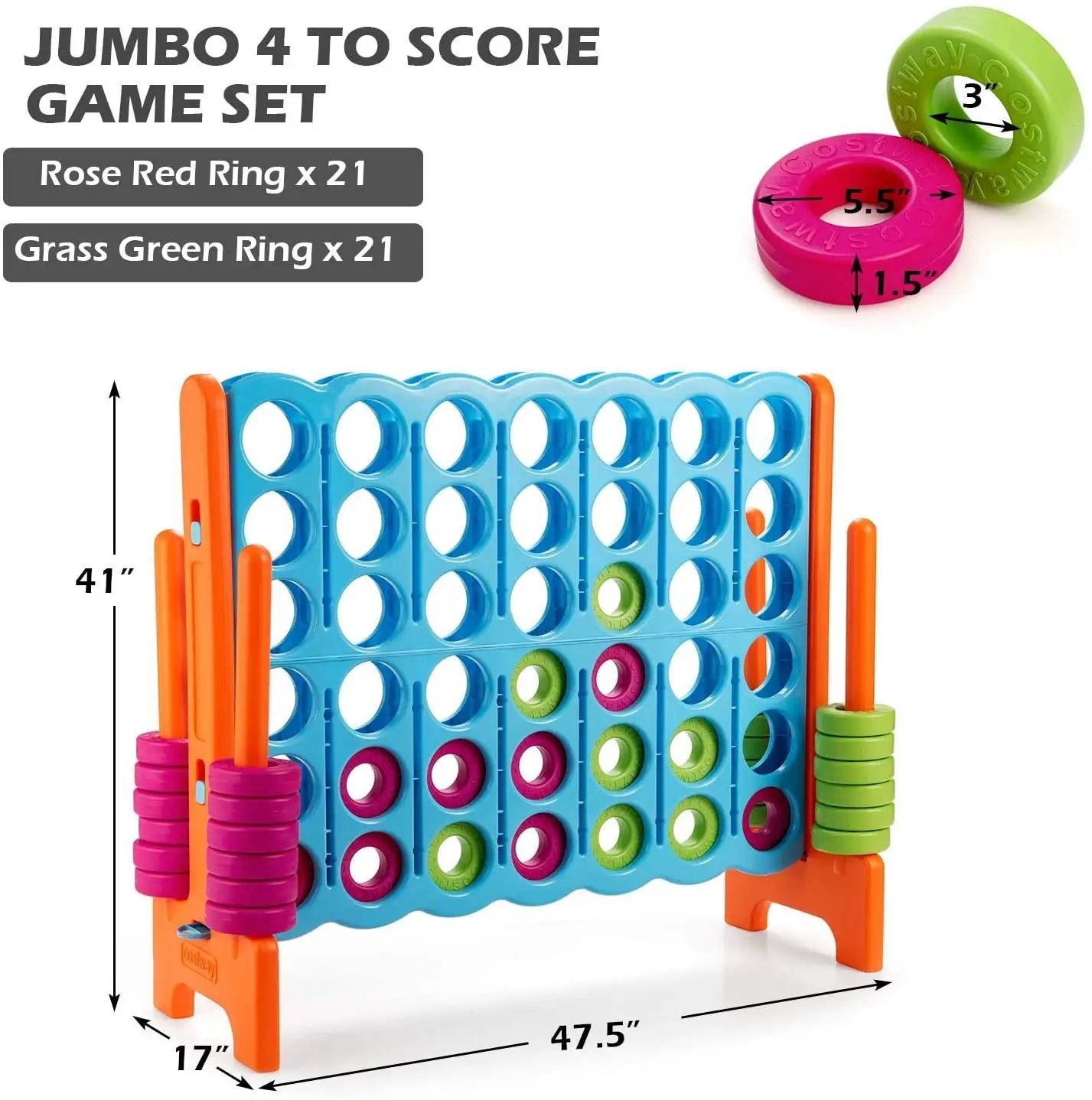 Jumbo 4 in a Row 4-to-Score Giant Game Set-White by DirectDeals