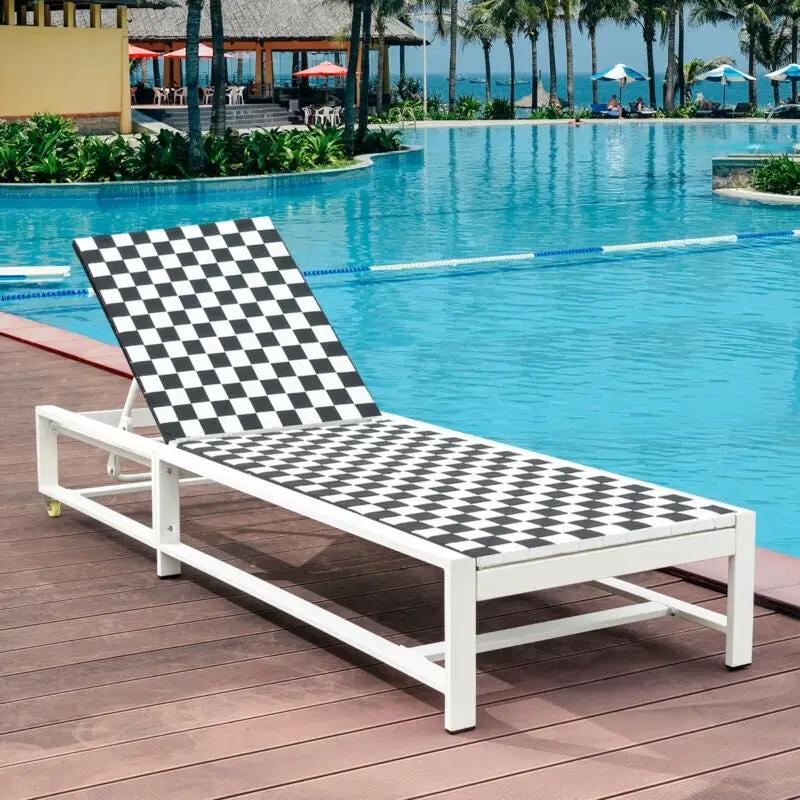 Patio Adjustable Reclining Chair Lounge Chair Chaise for Garden Deck Wheel by DirectDeals