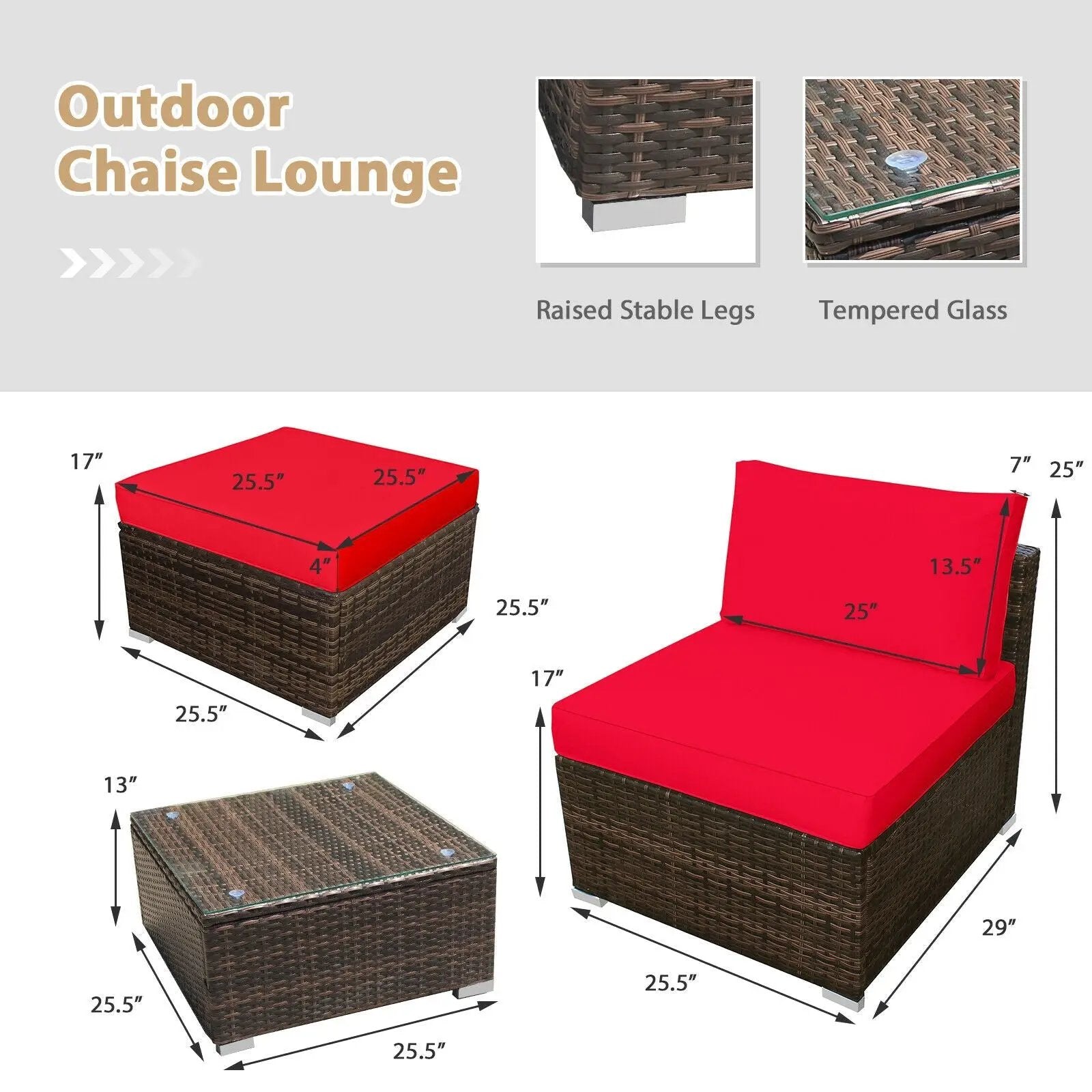 5 Pieces Patio Rattan Furniture Set with Cushioned Armless Sofa by DirectDeals