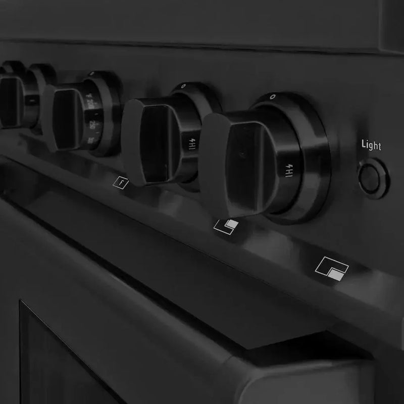 ZLINE 30" Dual Fuel Range, Gas Cooktop, Electric Convection Oven Black Stainless Steel Brass Burners, CDRB-BR-30 by Farmhouse Kitchen and Bath