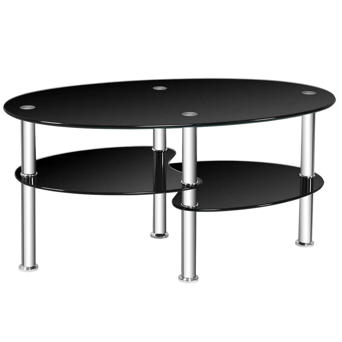 Tempered Glass Oval Side Coffee Table, photo 3 of 9