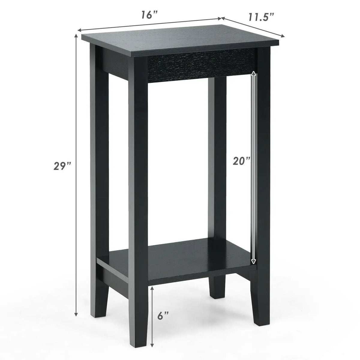 2-Tier Nightstand End Side Wooden Legs Table for Bedroom, photo 15 of 24
