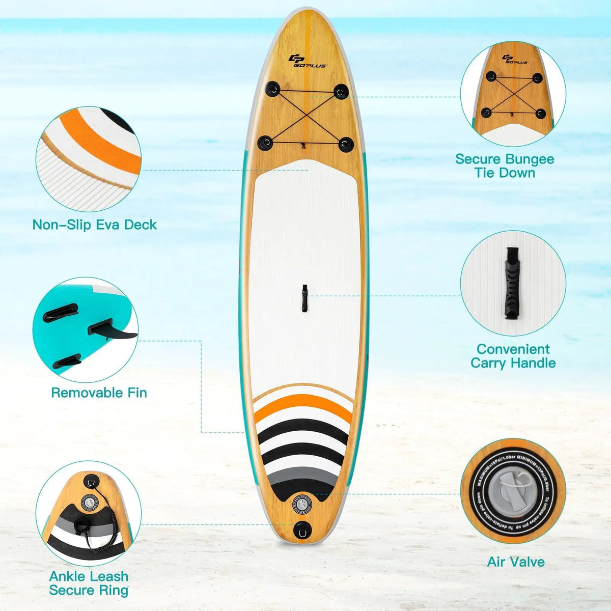 10' Inflatable Stand up Paddle Board Surfboard SUP with Bag, photo 9 of 16