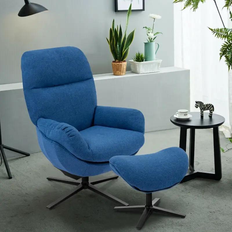Upholstered Swivel Lounge Chair with Ottoman and Rocking Footstool by DirectDeals