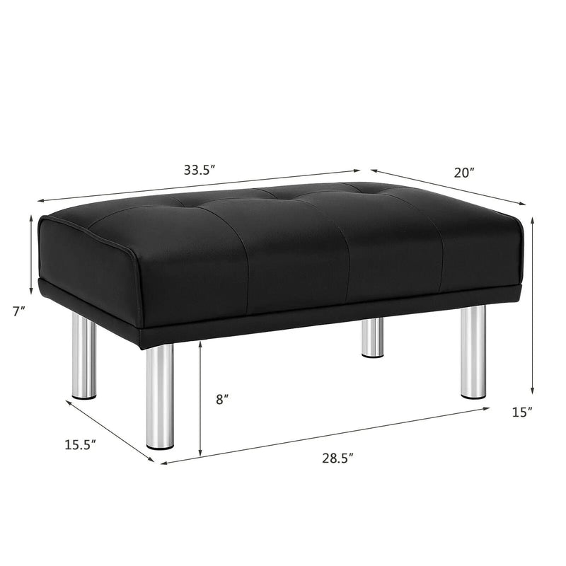 Rectangle Tufted Ottoman with Stainless Steel Legs for Living Room by DirectDeals