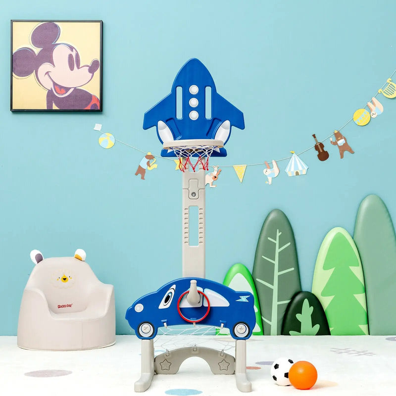 3-in-1 Basketball Hoop for Kids with Balls-Blue by DirectDeals