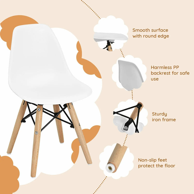 4 PCS Children Chair Set Medieval Style Dining Chairs with Wood Legs by DirectDeals