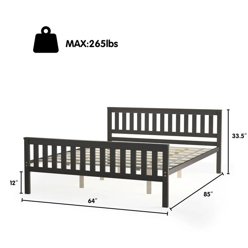 Queen Wood Platform Bed with Headboard by DirectDeals