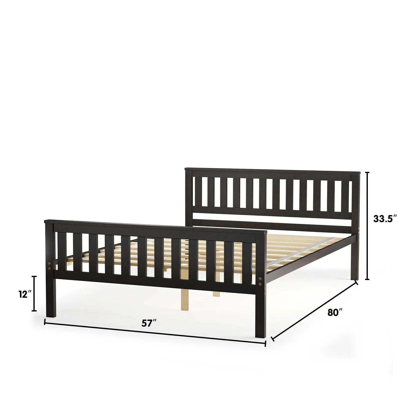 Full Size Wood Platform Bed with Headboard by DirectDeals