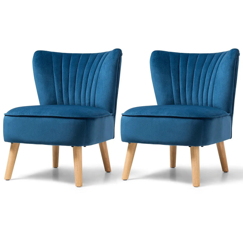 Modern Armless Velvet Accent Chair with Wood Legs by DirectDeals
