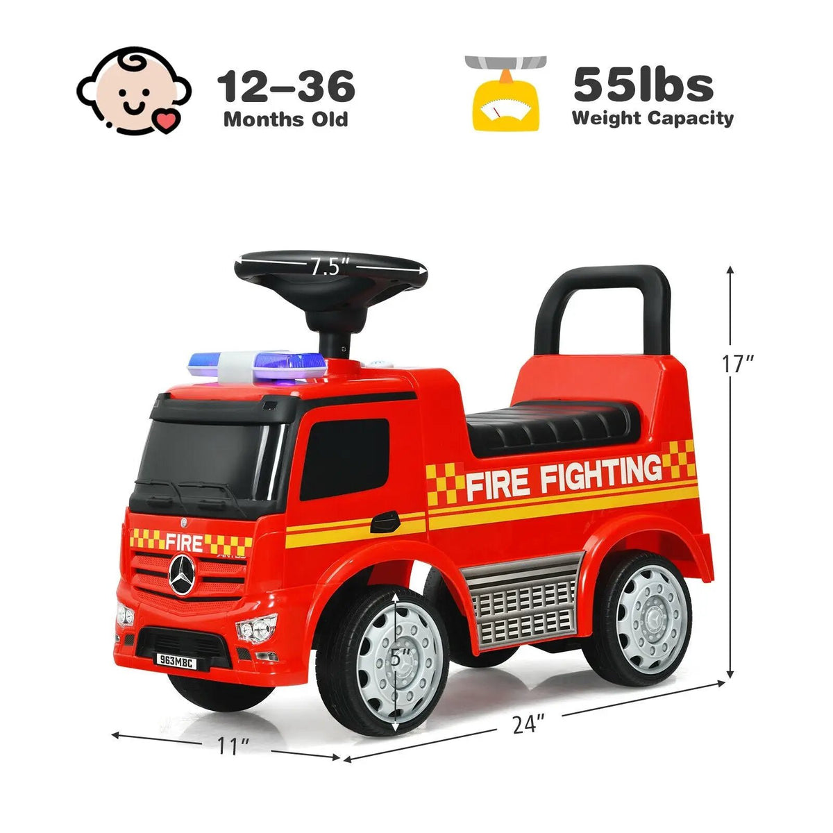 Licensed Mercedes Benz Kids Fire Engine Racer, photo 5 of 9