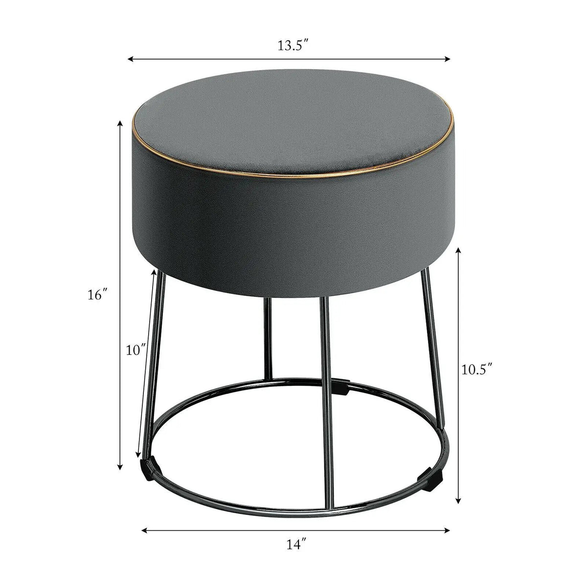 Round Velvet Footrest Stool Ottoman with Non-Slip Foot Pads for Bedside, photo 7 of 16