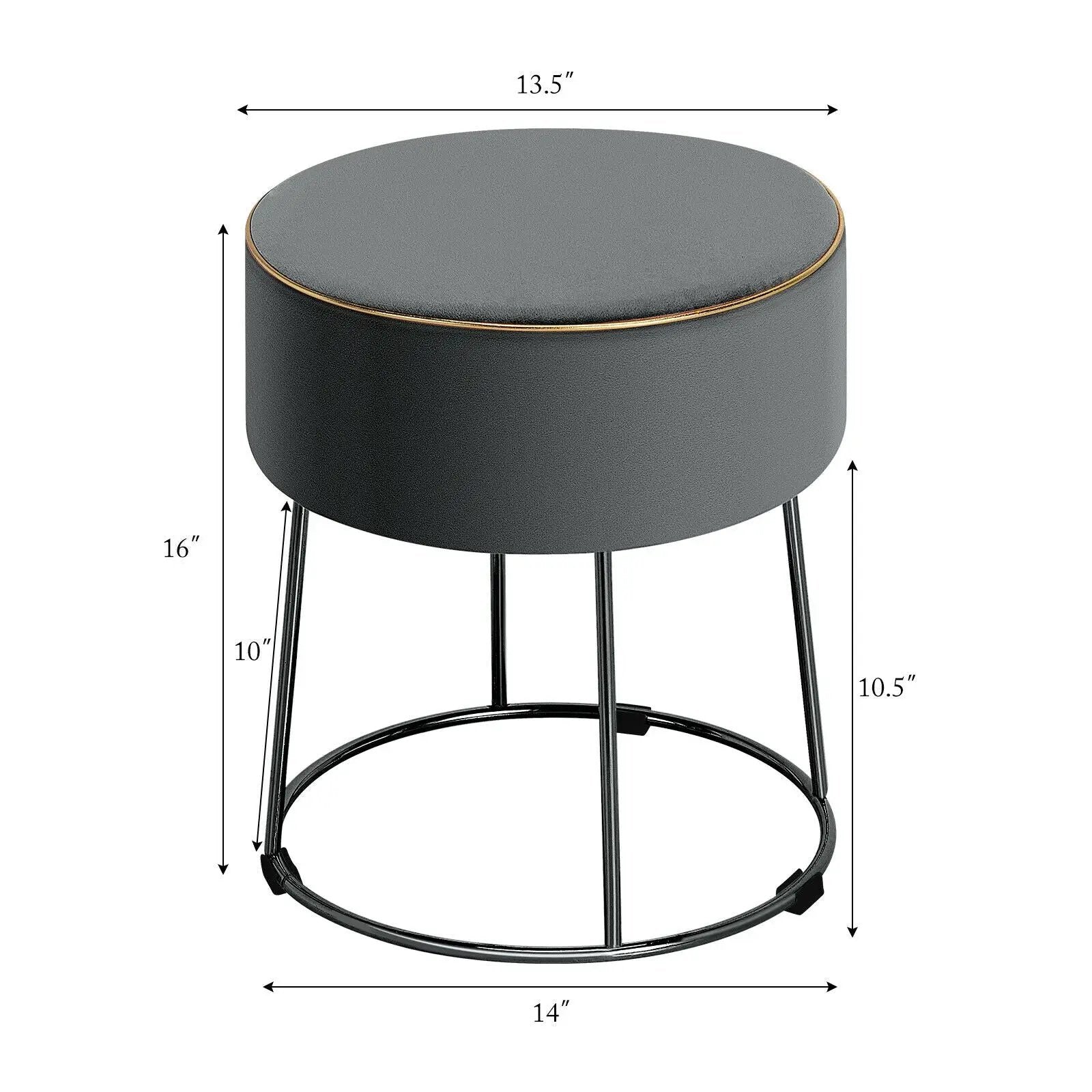 Round Velvet Footrest Stool Ottoman with Non-Slip Foot Pads for Bedside by DirectDeals