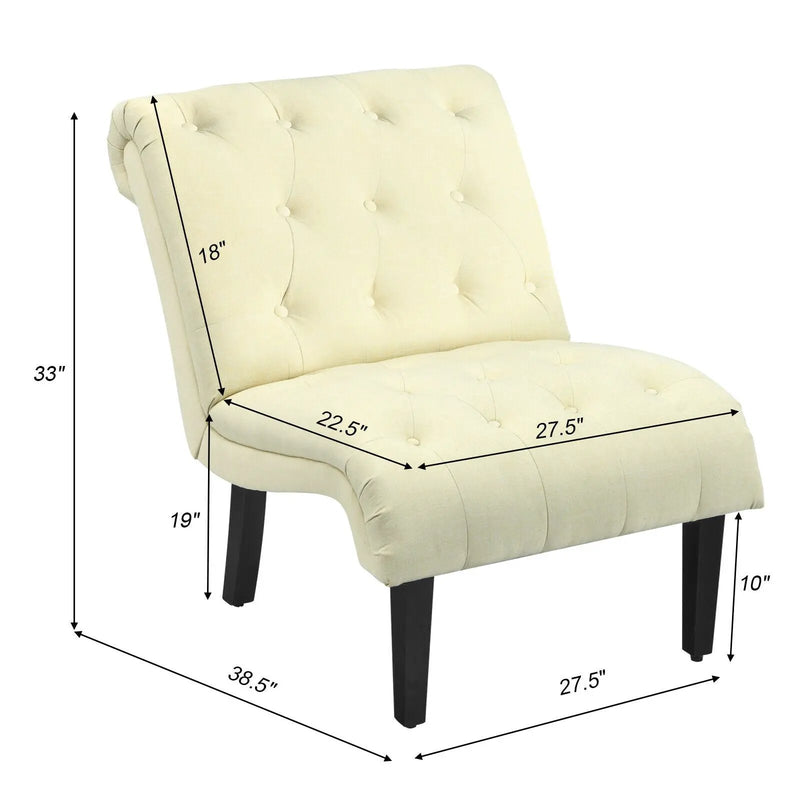 Cotton Linen Fabric Armless Accent Chair with Adjustable Foot Pads by DirectDeals