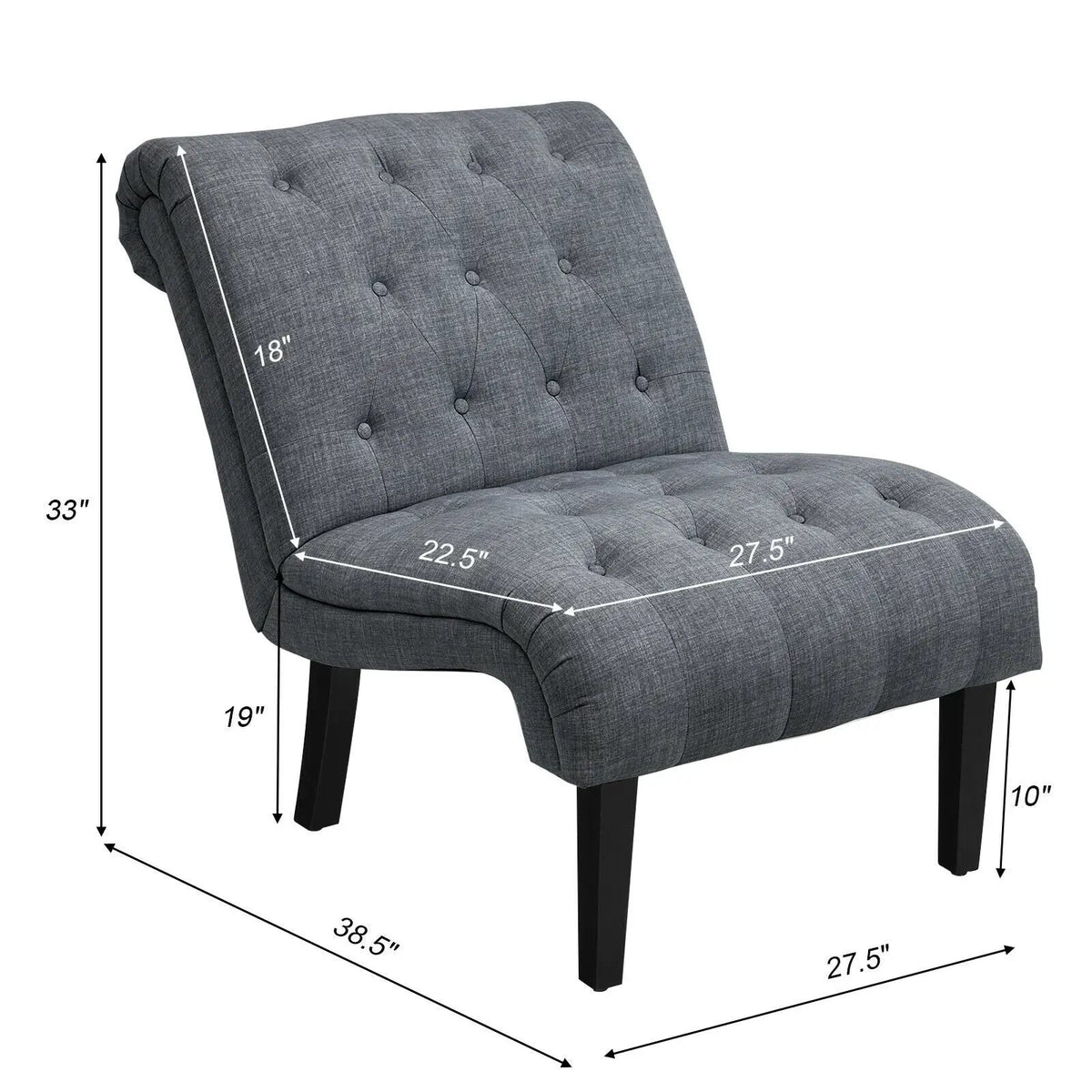 Cotton Linen Fabric Armless Accent Chair with Adjustable Foot Pads, photo 13 of 24