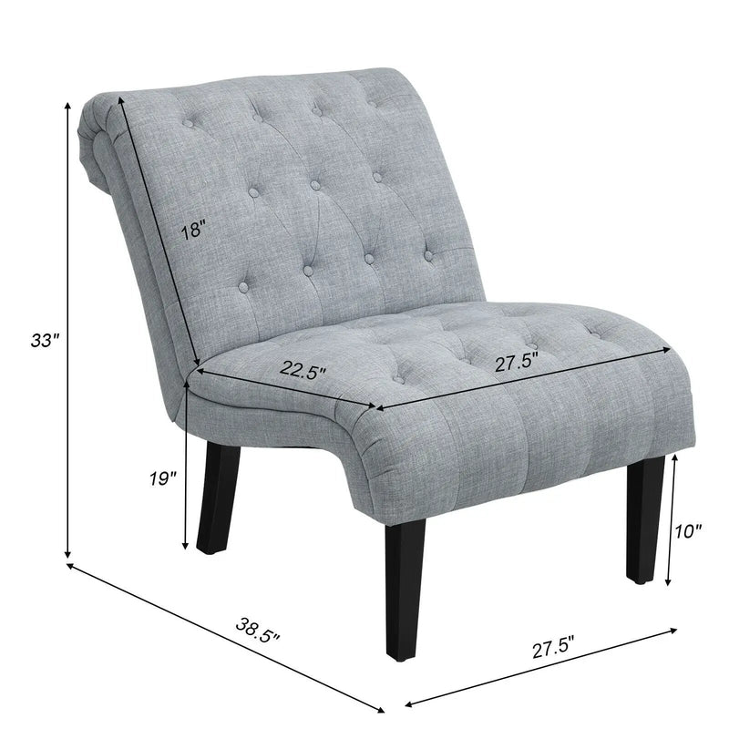 Cotton Linen Fabric Armless Accent Chair with Adjustable Foot Pads by DirectDeals