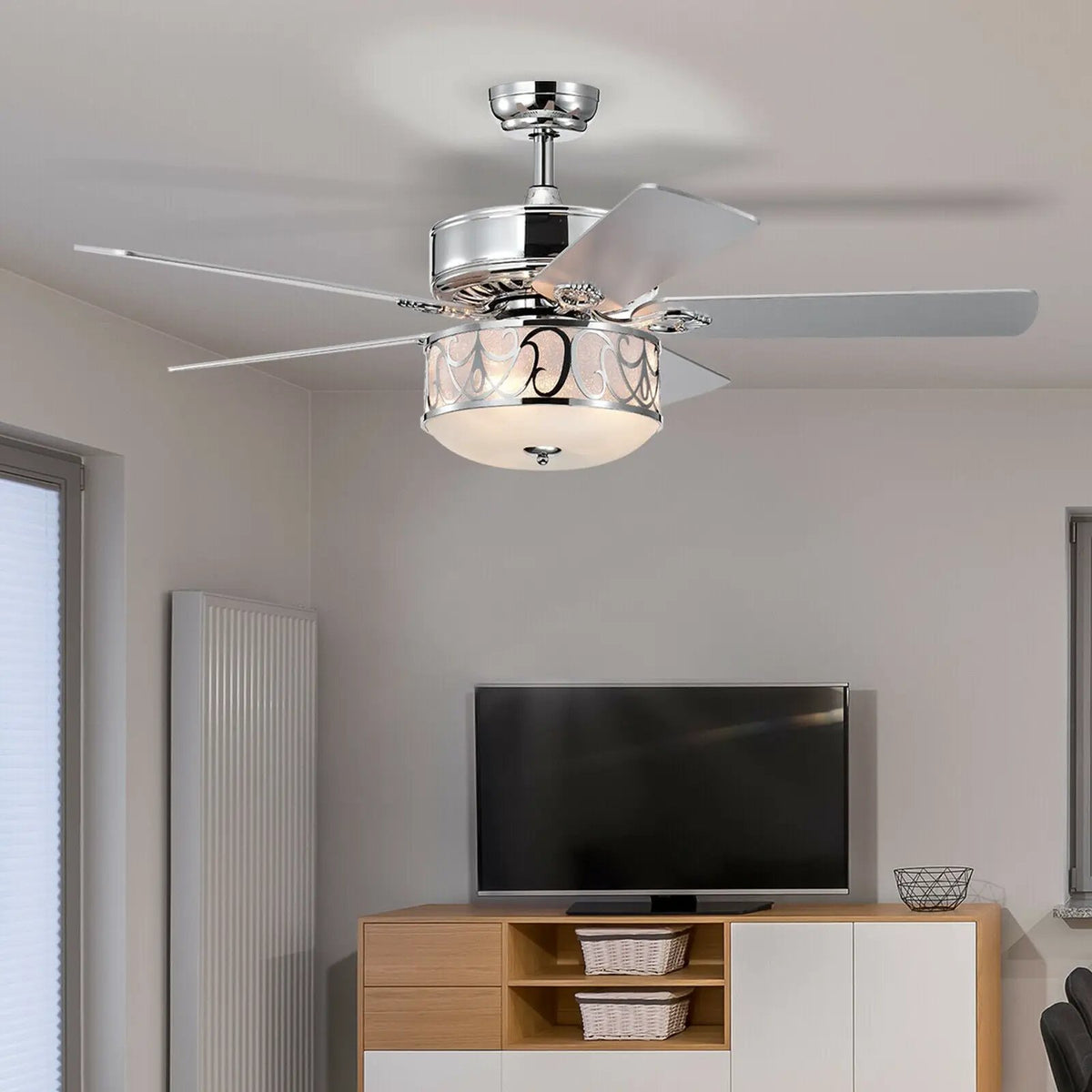 52 Inch Ceiling Fan with Light Reversible Blade and Adjustable Speed, photo 15 of 16