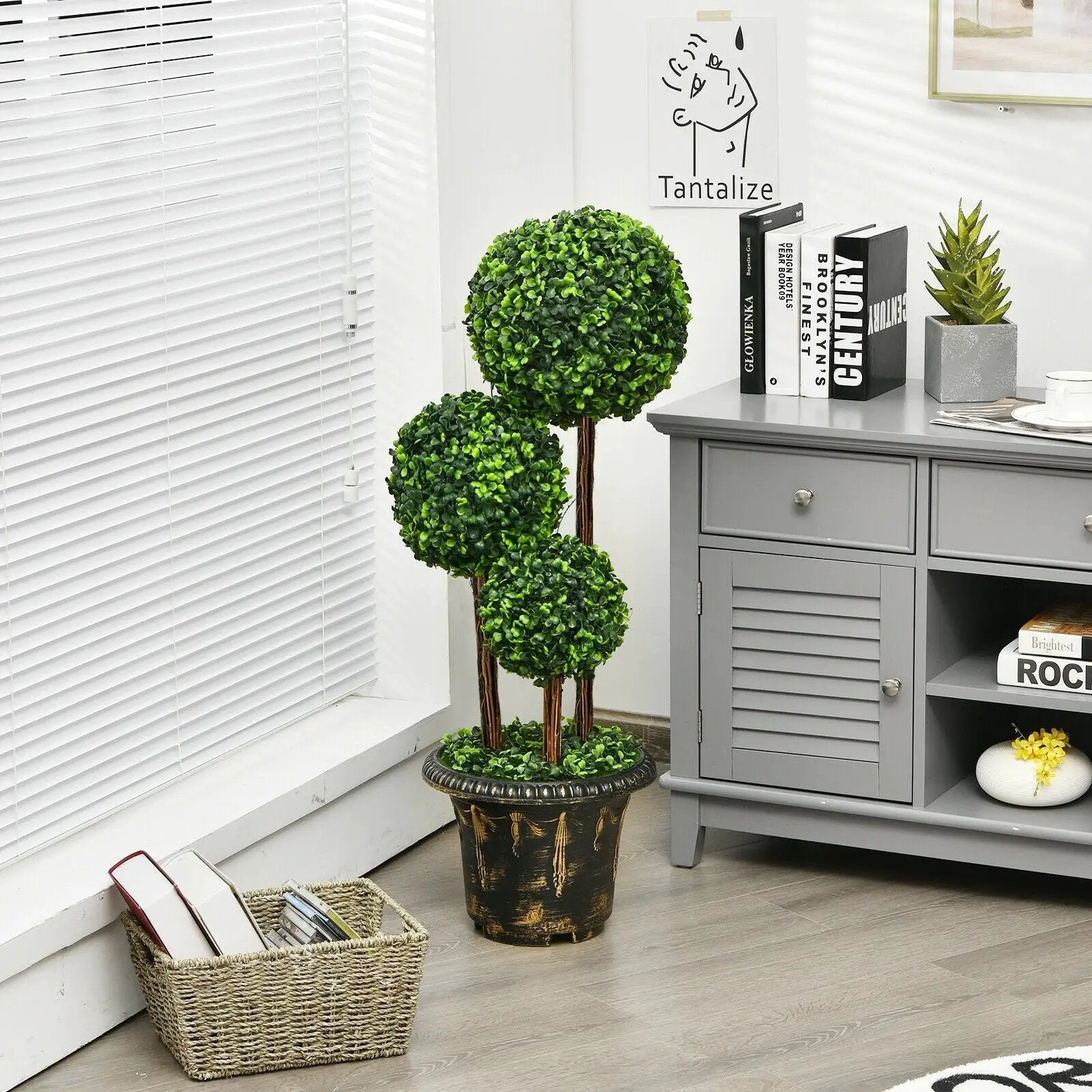 36-Inch Artificial Topiary Triple Ball Tree for Indoor and Outdoor by DirectDeals