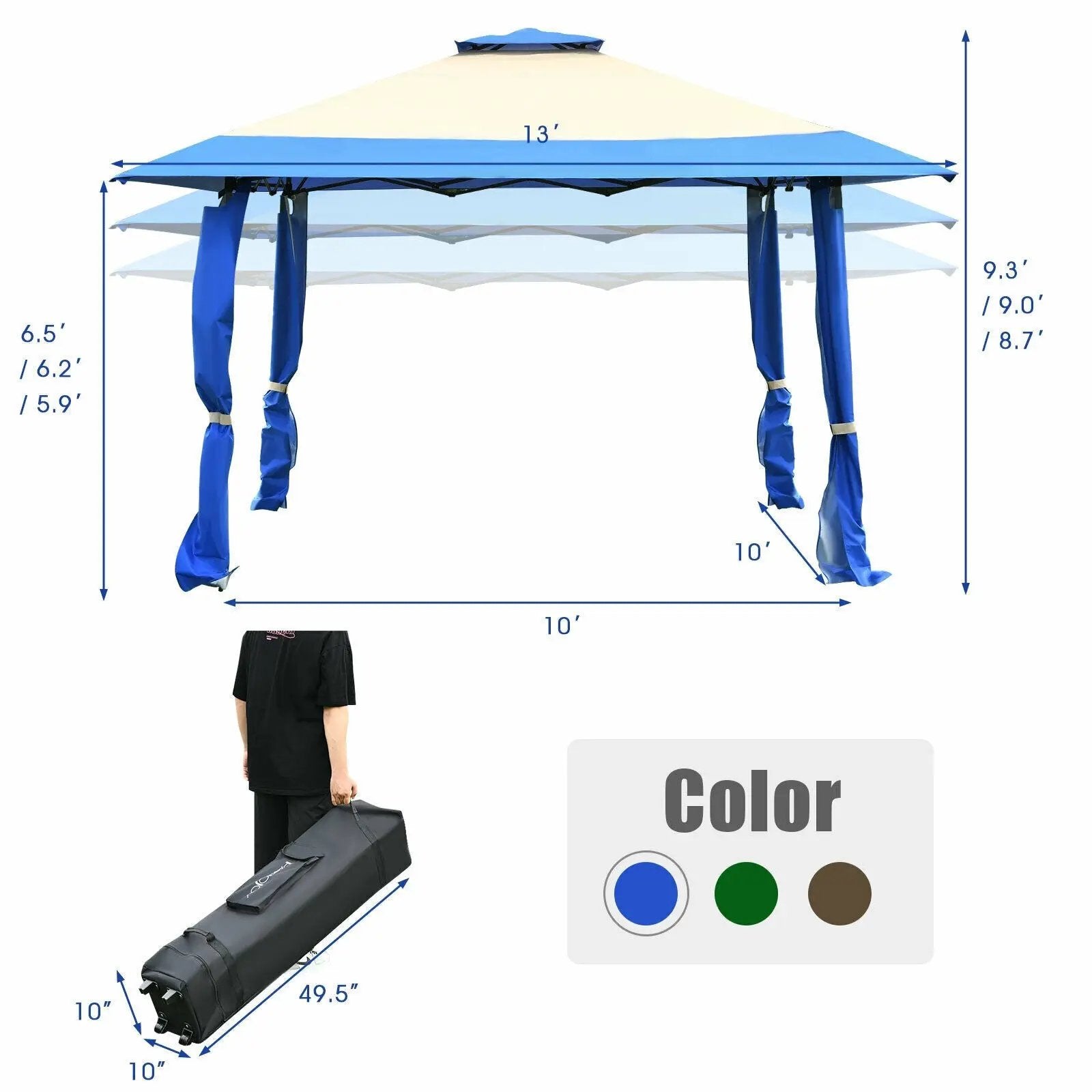 13 Feet x 13 Feet Pop Up Canopy Tent Instant Outdoor Folding Canopy Shelter by DirectDeals