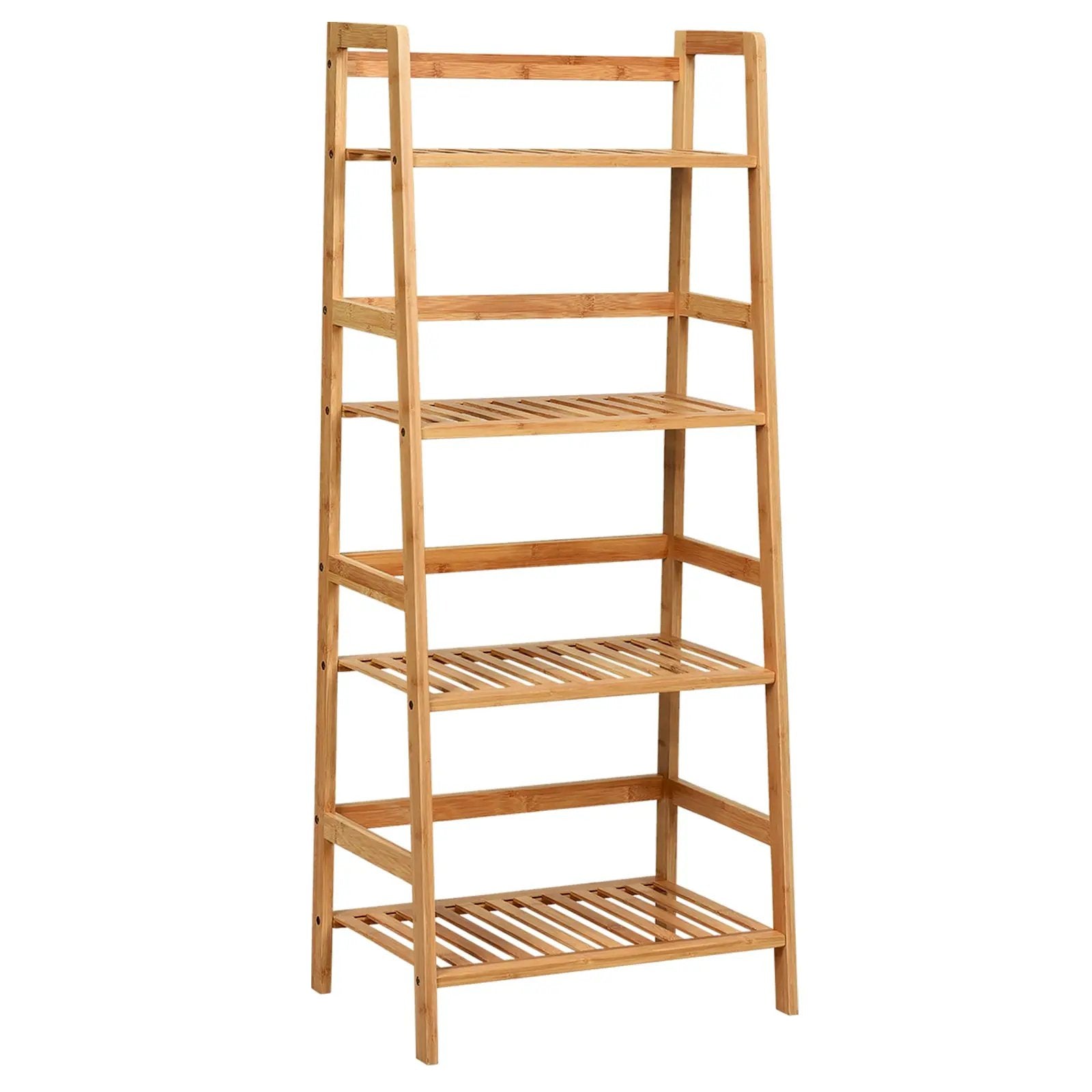4-Tier Bamboo Plant Rack with Guardrails Stable and Space-Saving by DirectDeals