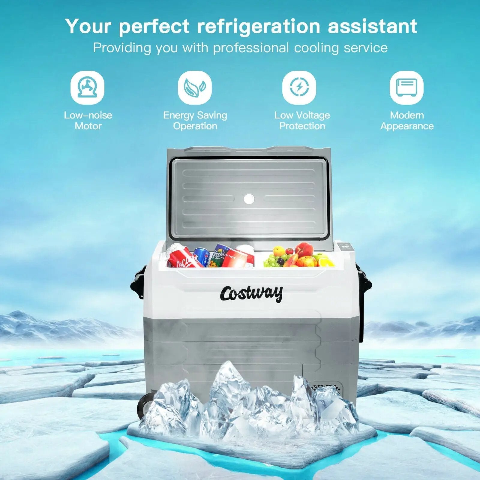 58 Quarts Car Refrigerator Portable RV Freezer Dual Zone with Wheel-Gray by DirectDeals