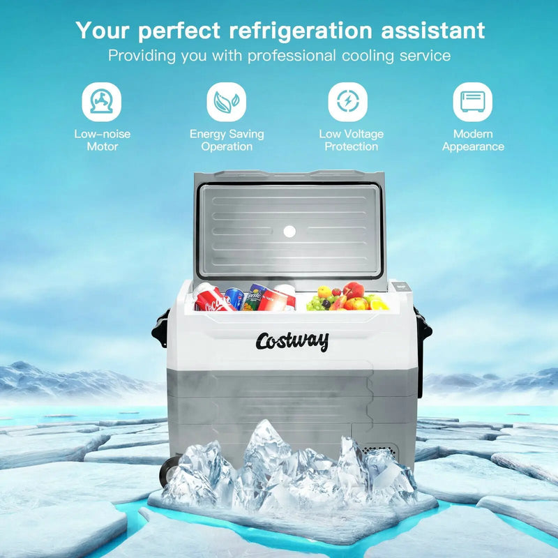 58 Quarts Car Refrigerator Portable RV Freezer Dual Zone with Wheel-Gray by DirectDeals