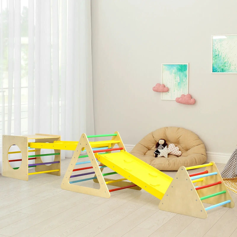 5 in 1 Kids Triangle Climber Play Gym Set with 2 Ramps by DirectDeals