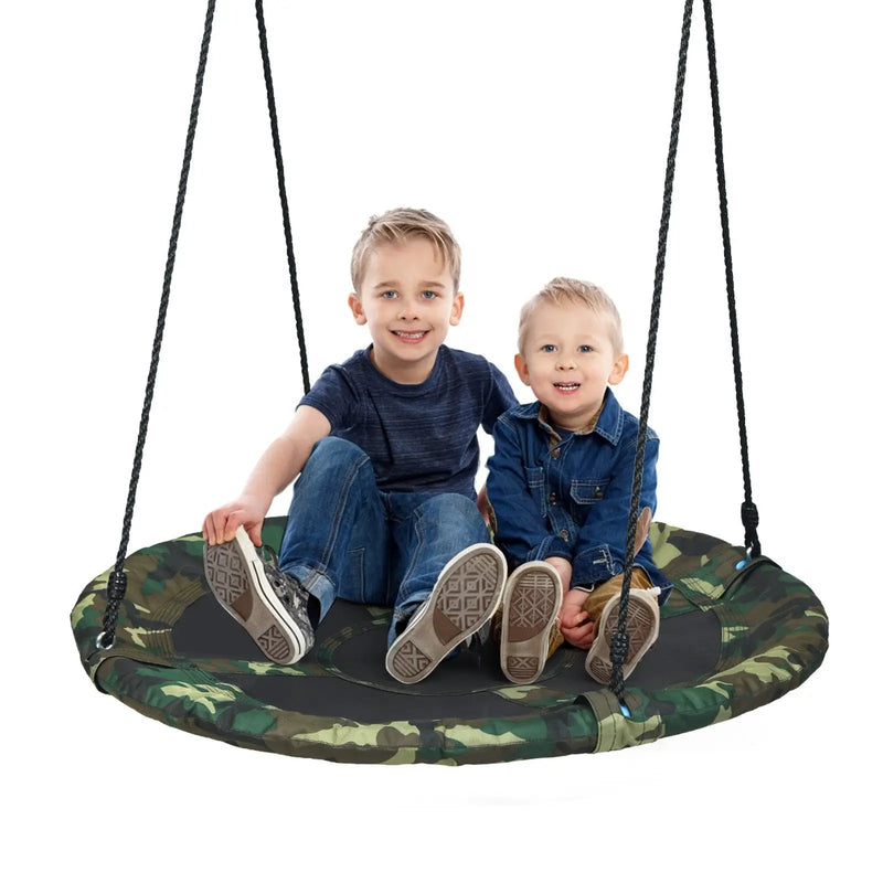 40 Inch Flying Saucer Tree Swing Outdoor Play Set with Adjustable Ropes Gift for Kids by DirectDeals