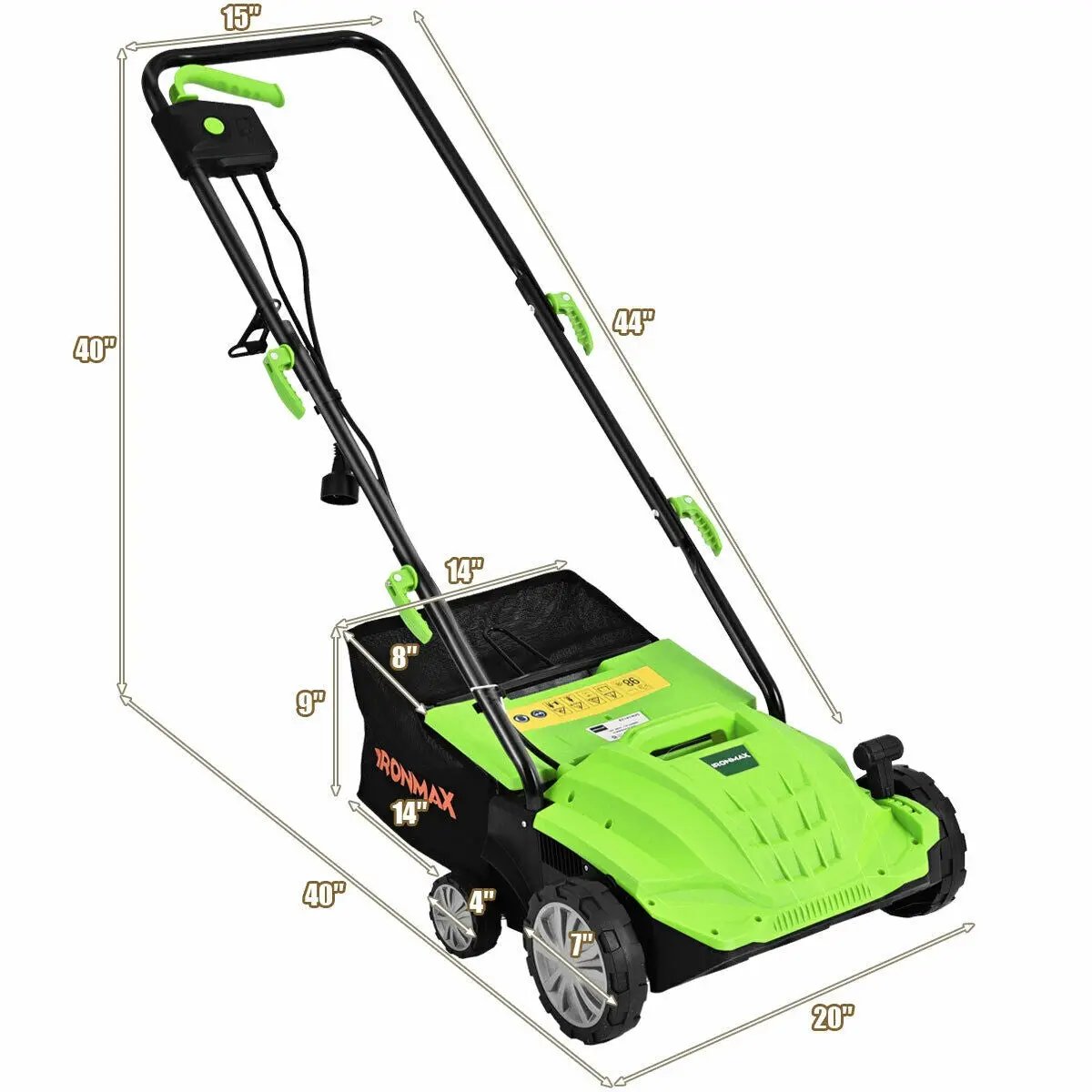 13 Inch 12 Amp Electric Scarifier with Collection Bag and Removable Blades, photo 4 of 9