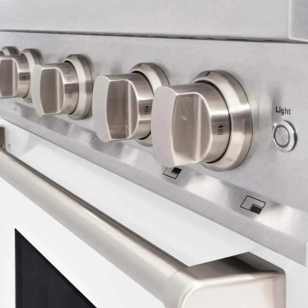 ZLINE 36"Classic Gas Range, Convection Gas Oven, DuraSnow® Stainless Steel, White Matte Door CGRS-WM-36 by Farmhouse Kitchen and Bath