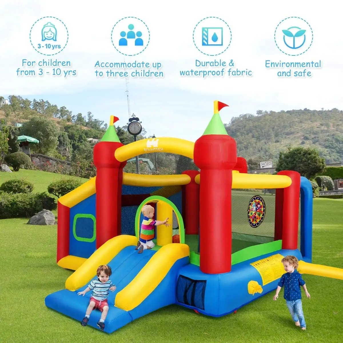 7-in-1 Kids Inflatable Bounce House with Ocean Balls and 480W Blower by DirectDeals