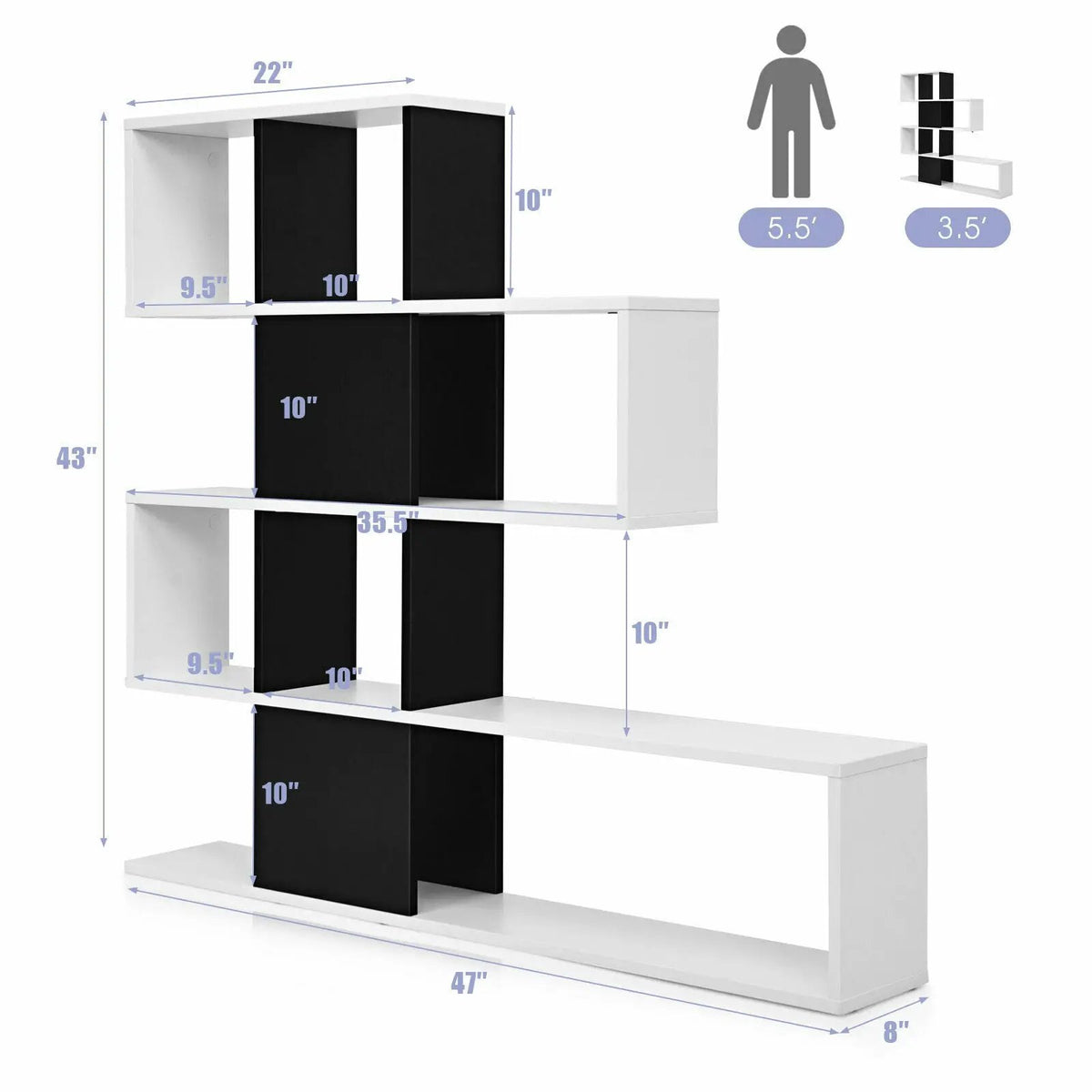 5-Tier Bookshelf Corner Ladder Bookcase with Storage Rack, photo 4 of 9