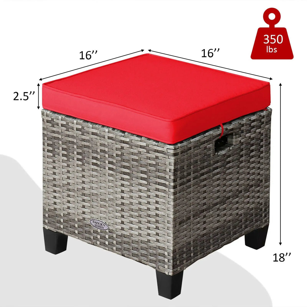 2 Pieces Patio Rattan Ottoman Seat with Removable Cushions-Navy, photo 4 of 9