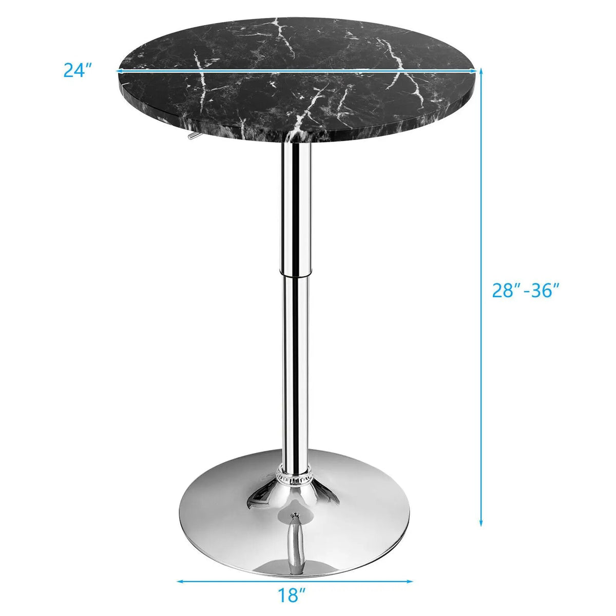 360° Swivel Cocktail Pub Table with Sliver Leg and Base, photo 4 of 9
